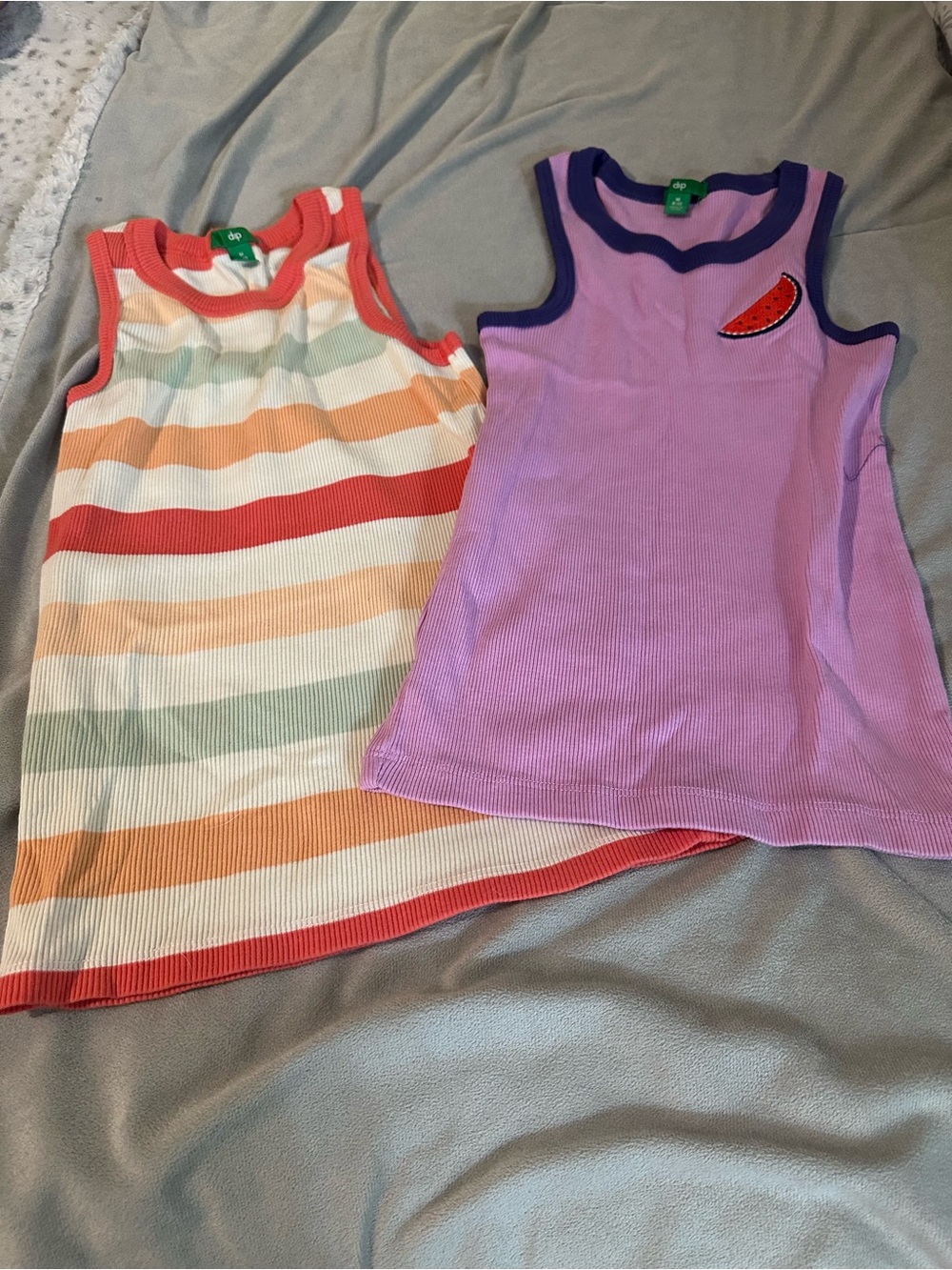 Dip Girls' Purple Ribbed Tank Top and Pastel Stripe Tank Set